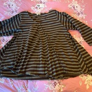 Krista Larson Olive STJ (Striped Cotton Jersey) Billowy Shirt - NWT - OS